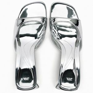 Zara limited edition silver metallic heels
